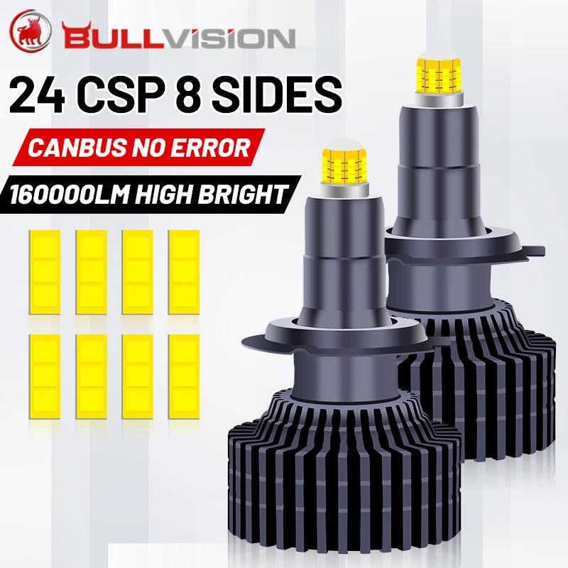 BULLVISION 360 H11 LED Ʈ, 160000LM, LED H7 H1 H8 H9 9005 HB3 9006 HB4 H16 9012 HIR2 3D 24PCs CSP Ĩ 300W 6000K ڵ